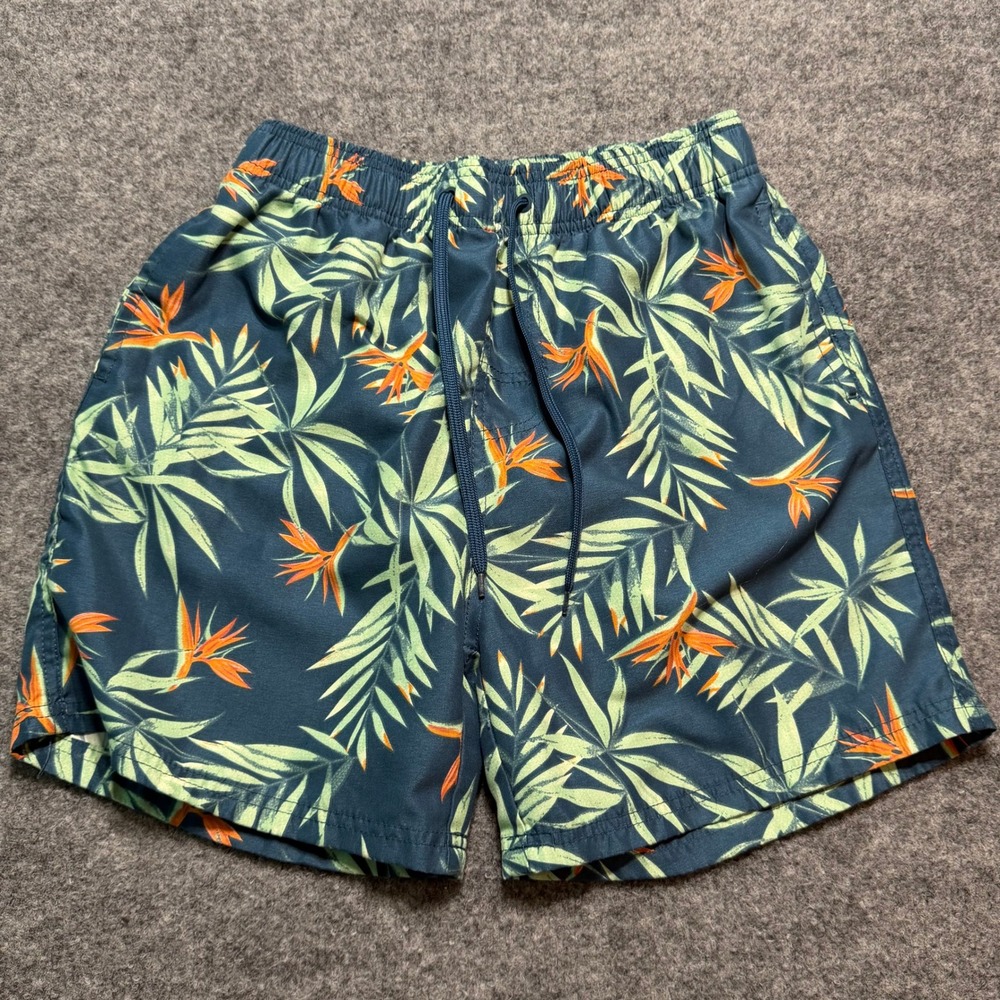 BURNSIDE Tropical Swim Trunks Men's Medium Floral Lined Shorts